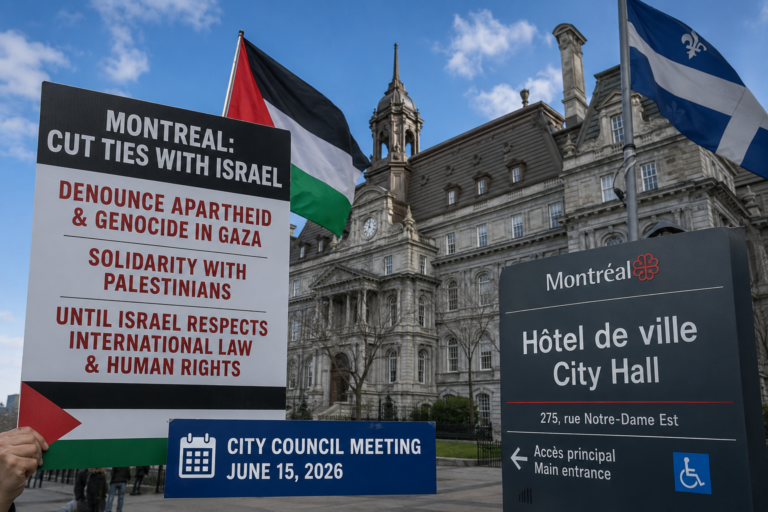 Projet Montréal Pushes Motion to Cut Montreal’s Ties With Israel